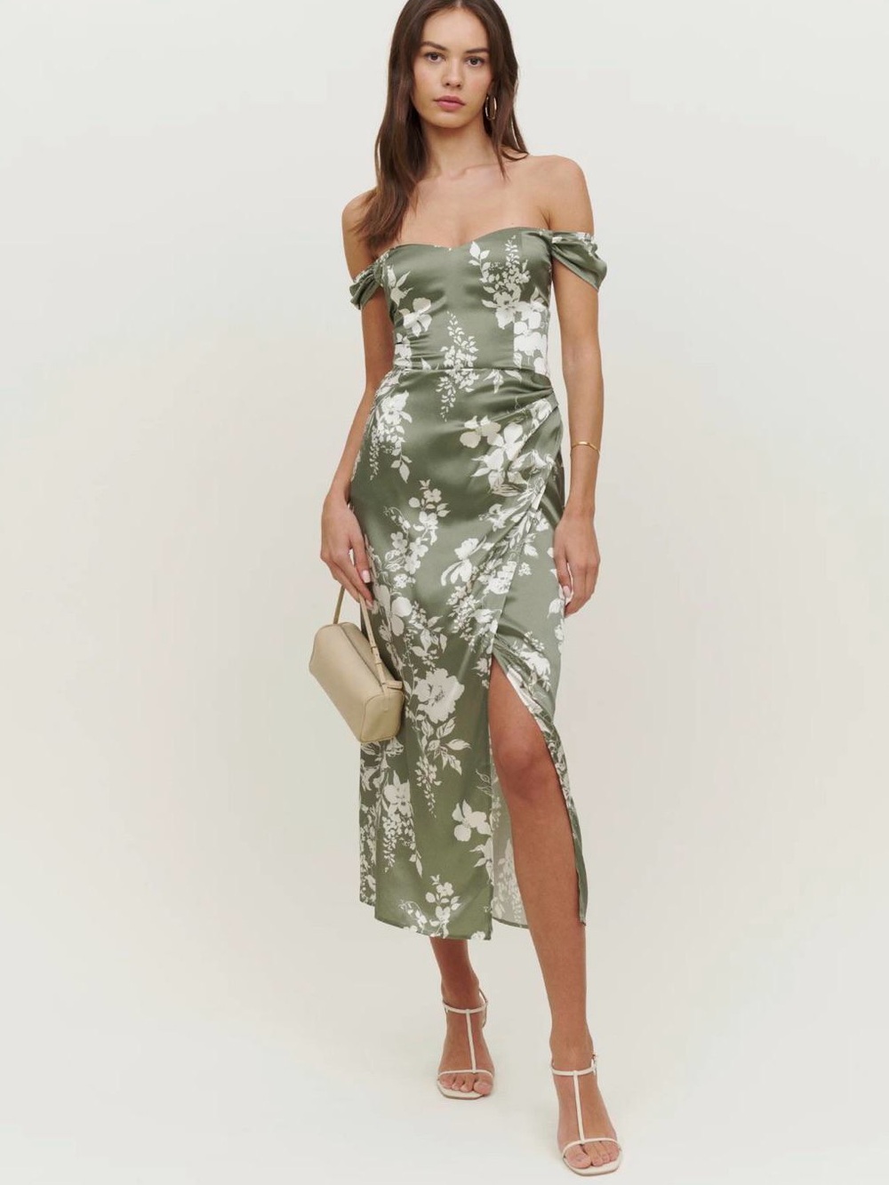 Reformation Genesis Silk Dress in Willow Green Size 12